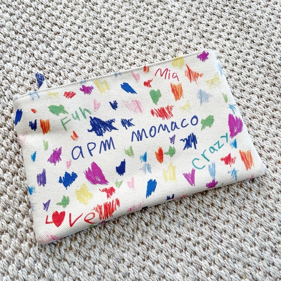 APM Monaco Handbags - APM MONACO Linen Clutch bag purse - multicolor graffiti small bag - NWOT